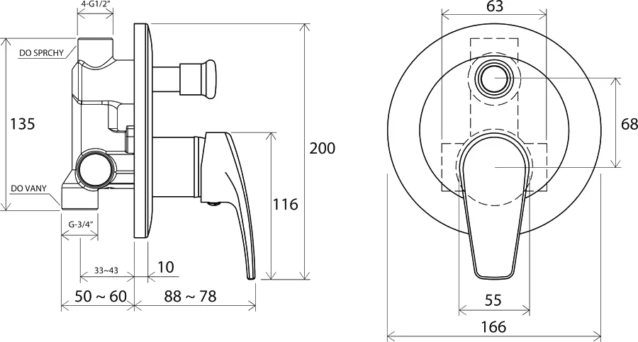 Смеситель встроенныйс переключателем Ravak NEO NO 061.00 X070020 - фото 3