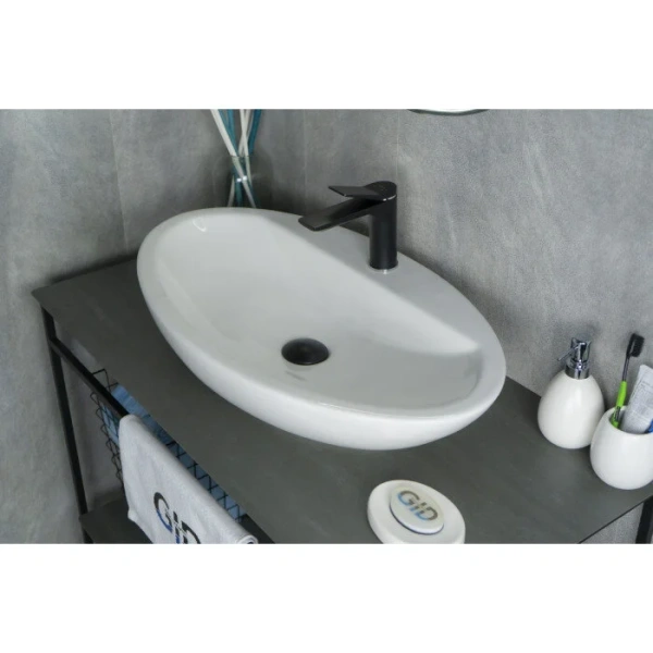 Раковина GID Lago N9435 73 см белая, в форме чаши, круглой формы - фото 5