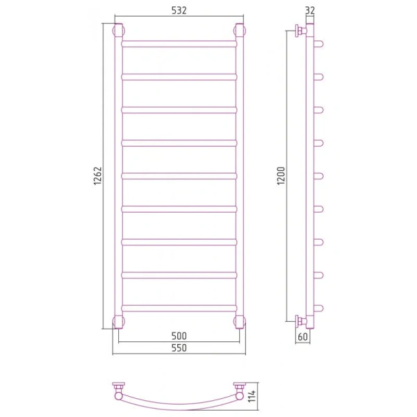 Полотенцесушитель водяной Сунержа Галант+ 50х120 см белый матовый, современные, hi-tech - фото 2