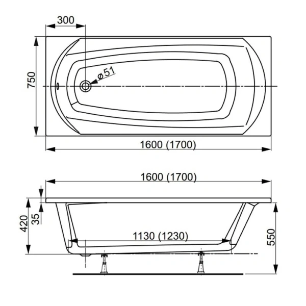 Ванна акриловая Vagnerplast Ebony 160×75 см белая - фото 2