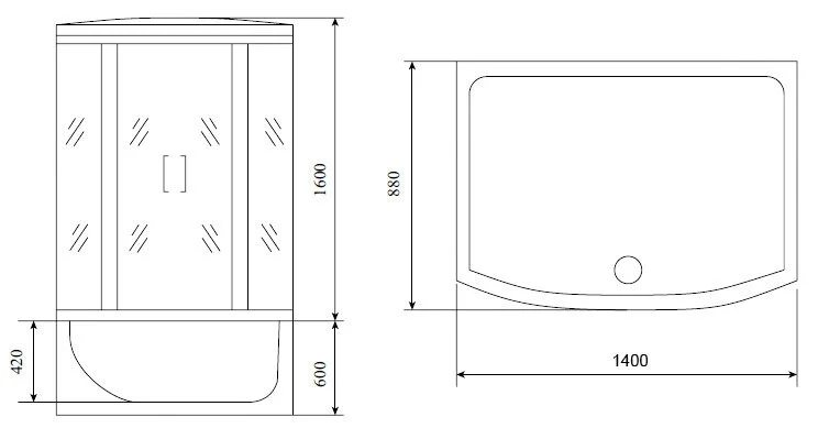 Душевой бокс Timo Standart 140х88 см высокий поддон - фото 2