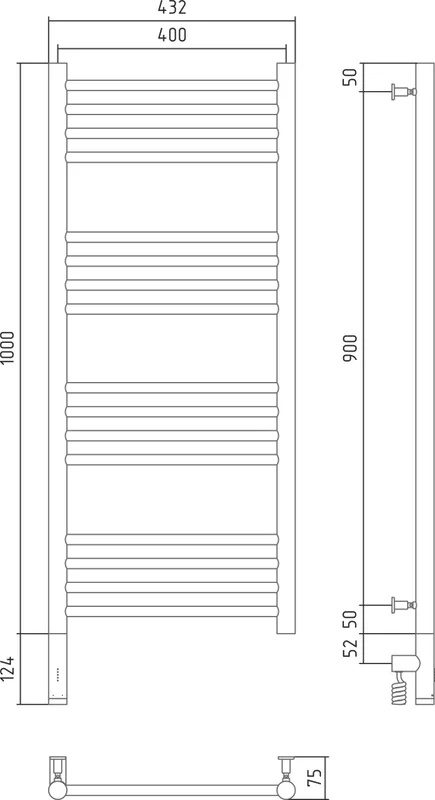Полотенцесушитель электрический Сунержа Богема 3.0 40х100 см левый белый матовый, лесенка, вертикальные - фото 4