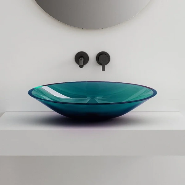 Раковина Abber Kristall 53 см бирюзовая, накладные (на столешницу), пристенные - фото 3