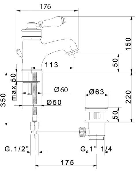 Смеситель для раковины Migliore Ermitage 186 фиксированный излив - фото 2
