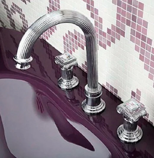 Смеситель для раковины Cezares OLIMP-BLS2-A на три отверстия, двухвентильные - фото 7