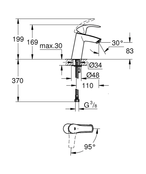 Смеситель для раковины Grohe Eurosmart 2339510E - фото 2