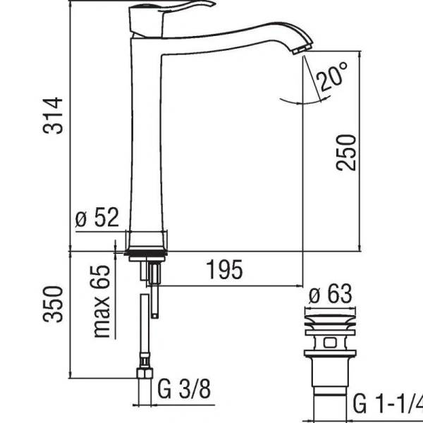 Смеситель для раковины Nobili Sofi SI98128/2 высокий - фото 3