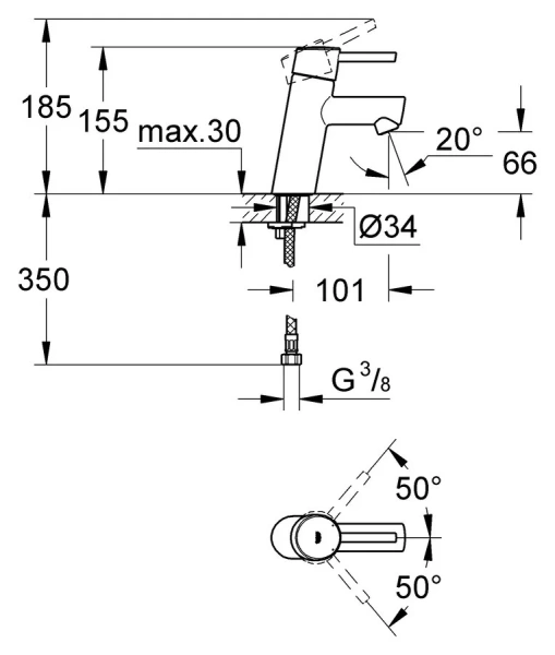 Смеситель для раковины Grohe Concetto 3224010E, недорогие, округлая форма - фото 5
