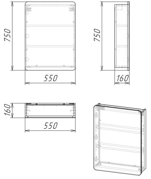 Зеркальный шкаф Grossman Талис 55 см бетон пайн - фото 2