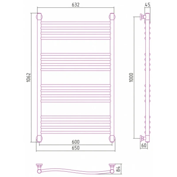 Полотенцесушитель водяной Сунержа Флюид+ 60х100 см сатин, современные, hi-tech - фото 2