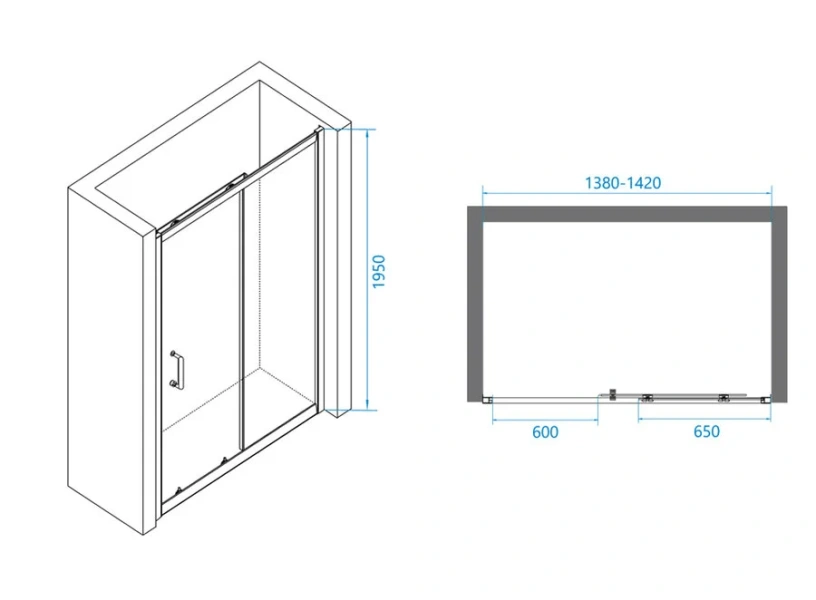 Душевая дверь в нишу RGW Passage PA-14 140 см профиль хром, стекло прозрачное, современные, hi-tech - фото 2