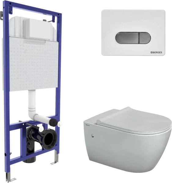 Унитаз с инсталляцией BERGES Mascon белый - фото 1