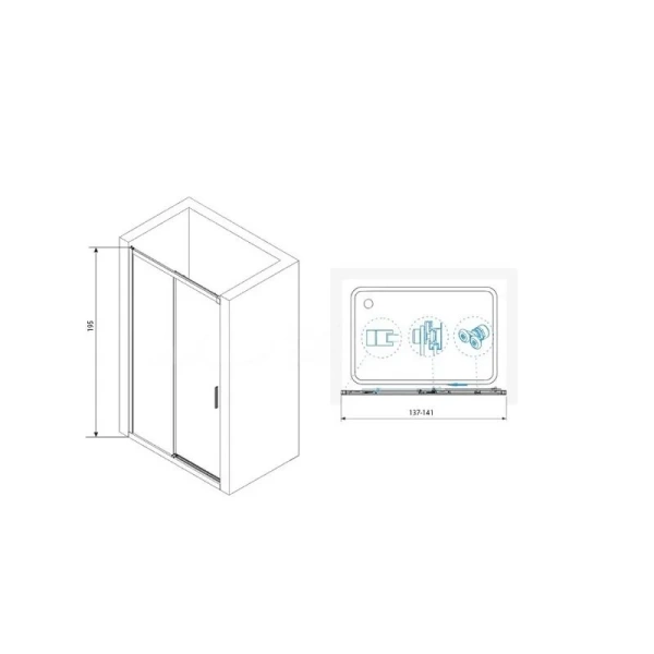 Душевая дверь в нишу RGW Leipzig Le-12 140 см с закаленным прозрачным стеклом, современные, hi-tech - фото 2