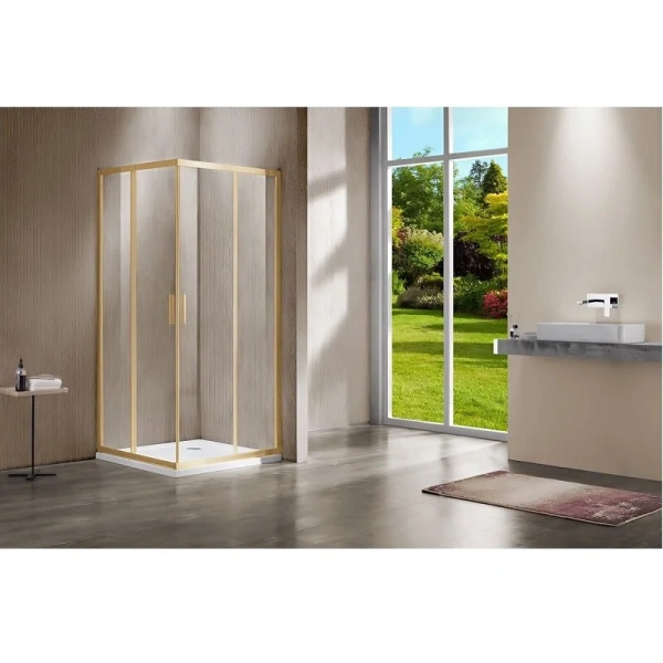 Душевой уголок Vincea Garda 90х80 см брашированное золото стекло прозрачное, золото - фото 4
