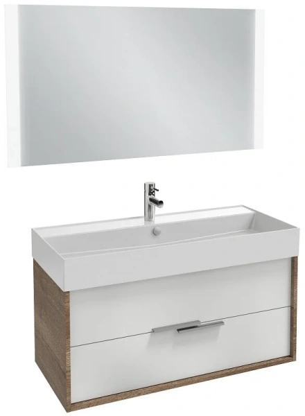 Тумба под раковину подвесная Jacob Delafon Vivienne 120 см белая/дуб табак, современная, hi-tech - фото 3