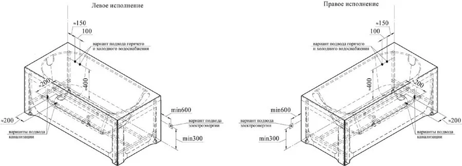 Гидромассажная ванна Радомир Николь 2-79-2-0-0-239Р, 150 x 70 см, рама-подставка разборная, фронтальный экран, слив-перелив автомат, гидромассаж Стандарт хром пневмокнопка, массаж спины и ступней, белая - фото 3
