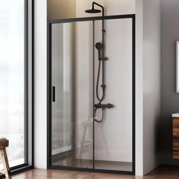 Душевая дверь в нишу AM.PM Gem Solo 120 см профиль черный стекло прозрачное, недорогие, в нишу, стеклянные - фото 5