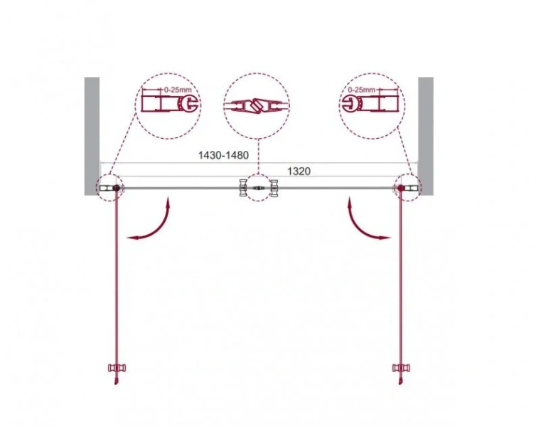 Душевая дверь в нишу BelBagno Etna 150 см с прозрачным стеклом, современные, hi-tech - фото 2