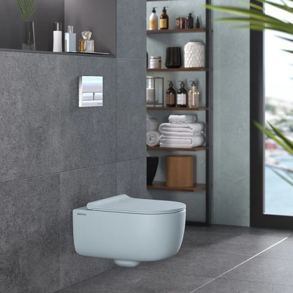 Унитаз подвесной BERGES Ego матовый голубой, цветные - фото 6