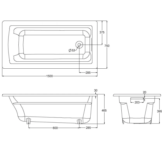 Ванна чугунная Jacob Delafon Archer E6D906-0 150х75 см встраиваемая - фото 3