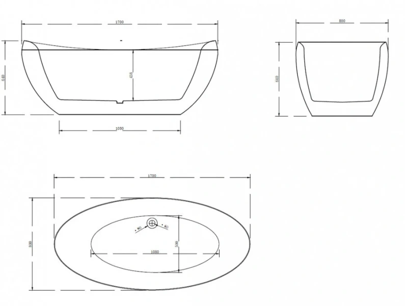 Акриловая ванна Abber 170х80 см овальная - фото 2