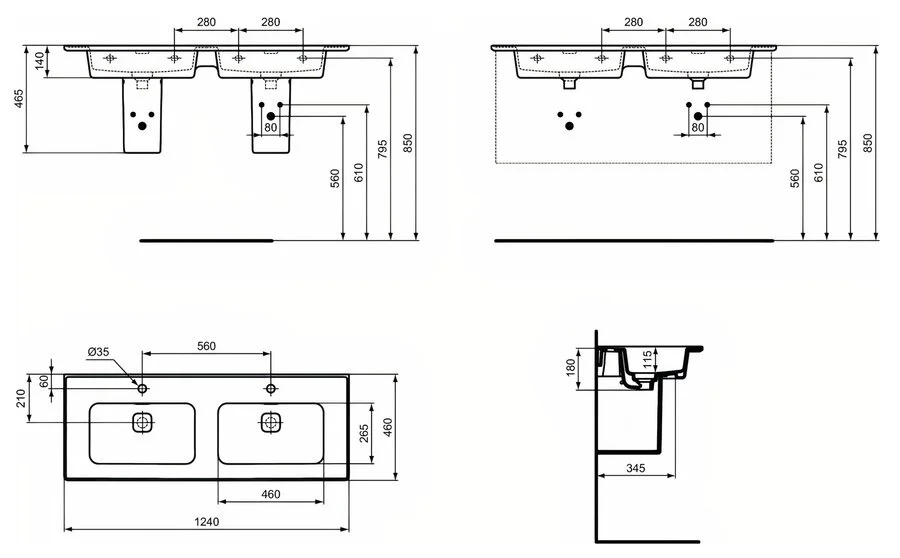 Раковина Ideal Standard Strada II 124 см Vanity белая - фото 2