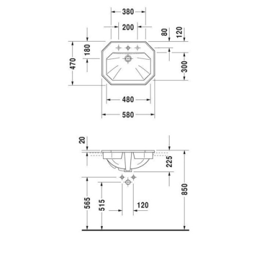 Раковина Duravit 1930 58 см встраиваемая - фото 2