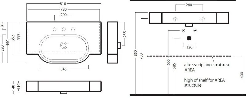 Раковина подвесная Hatria Area Y0UP01 80х45 см - фото 2