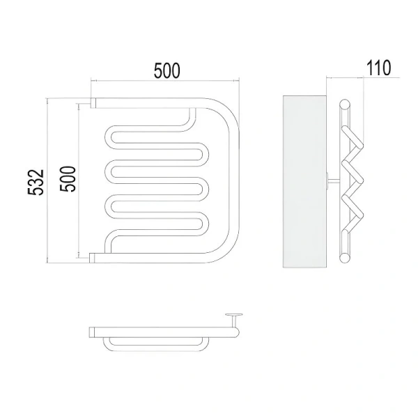 Полотенцесушитель водяной Terminus Фокстрот-Лиана 500x500 хром - фото 2