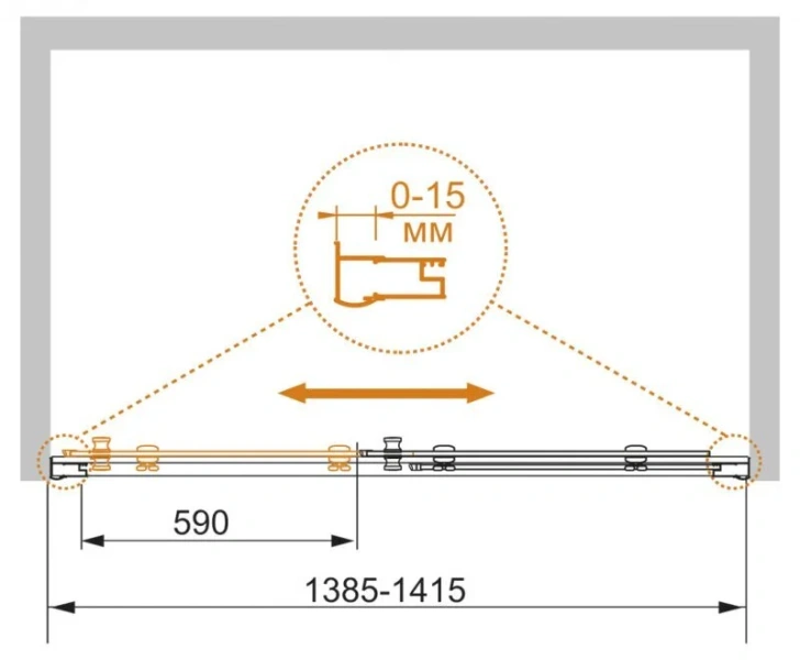 Душевая дверь в нишу Cezares Pratico 140 см стекло рифленое Punto - фото 2