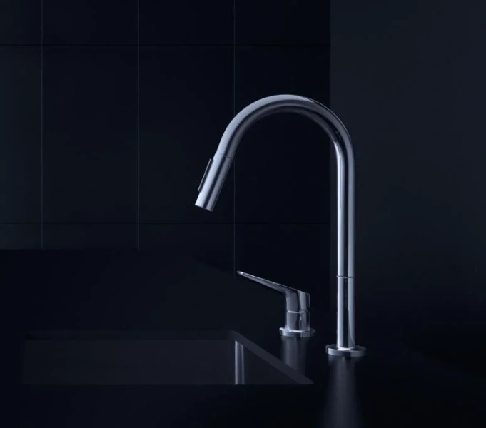 Смеситель для кухонной мойки Axor Citterio M, 34822800, с вытяжным изливом, нержавеющая сталь - фото 4