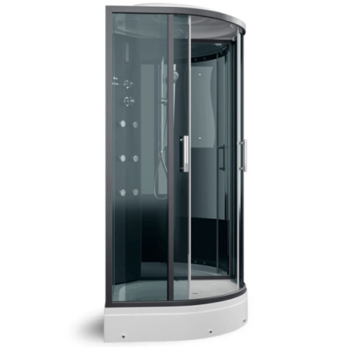 Душевая кабина Erlit Eclipse 90x90 см стекло тонированное, с раздвижными дверьми - фото 6