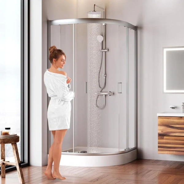  Душевой уголок Am.Pm Gem 100х100 см профиль матовое серебро, со средним поддоном - фото 9