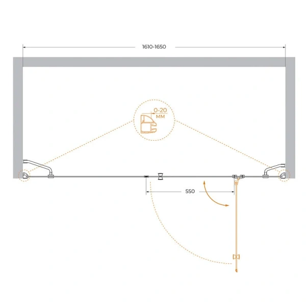 Душевая дверь в нишу Cezares Verona 165 см профиль хром, современные, hi-tech - фото 2