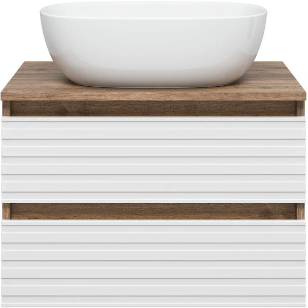 Тумба под раковину подвесная Brevita Dakota 60 см дуб галифакс олово, белый, современная, hi-tech - фото 3