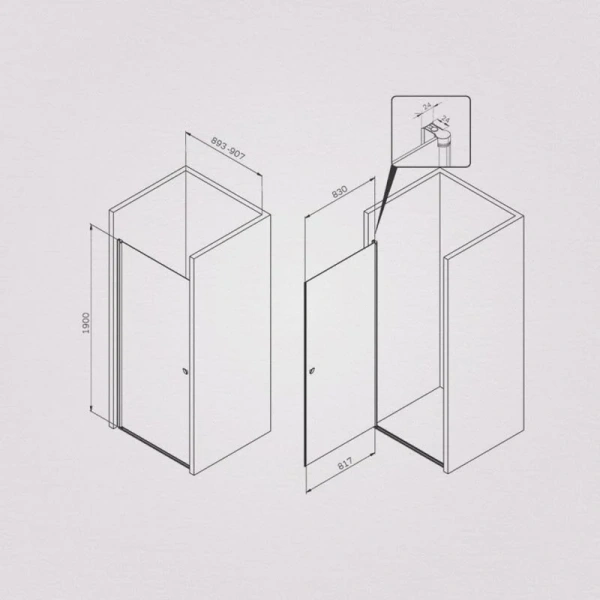 Душевая дверь в нишу Am.Pm Sunny 90 см профиль хром - фото 2