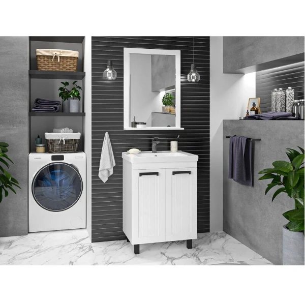 Тумба с раковиной напольная Misty Спарта 65 см с дверцами, современная, hi-tech - фото 3