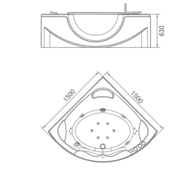Ванна гидромассажная акриловая Orans BT-65103, 150 х 150 см index_1 - фото 10