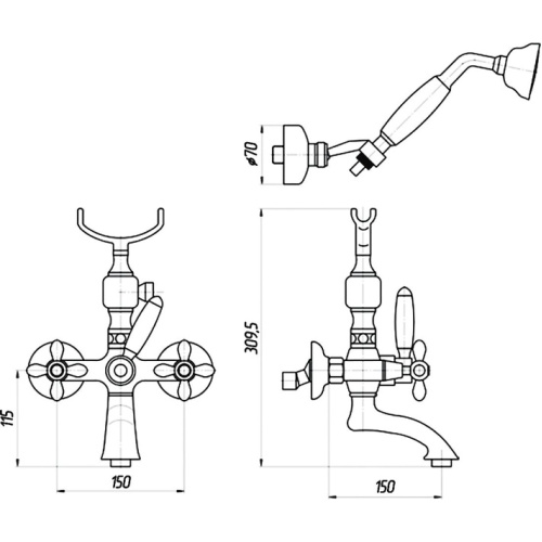 Смеситель для ванны Migliore Princeton Plus ML.PRP-8002 вентильное управление - фото 3