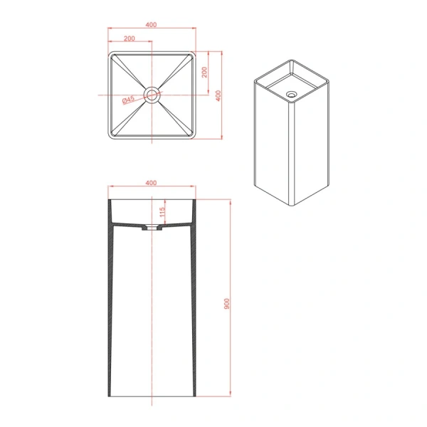 Раковина напольная Montebianco Torre 40 см белая - фото 2