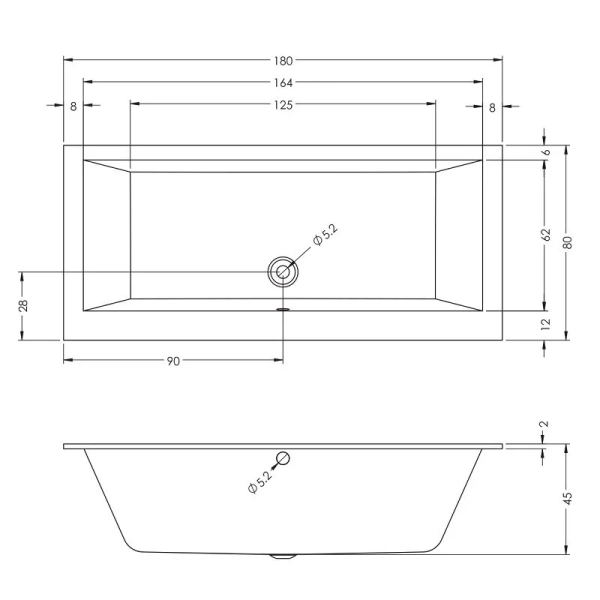 Акриловая ванна Riho Lusso Wall B158001005 180 x 80 см, цвет белый - фото 3