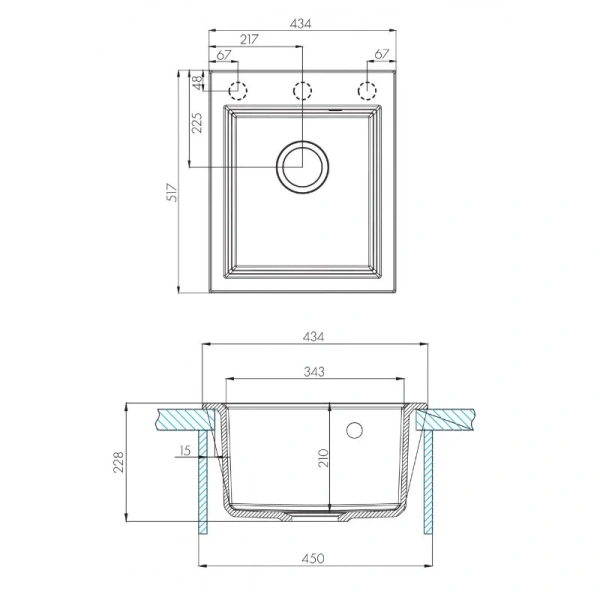 Мойка для кухни Акватон Линеа 43 см шампань, врезные - фото 2