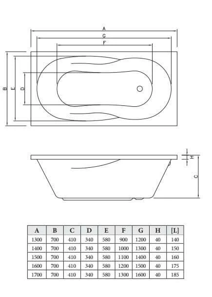 Акриловая ванна C-Bath Vesta CBQ005005 170 х 70 см, белая, прямоугольные - фото 5