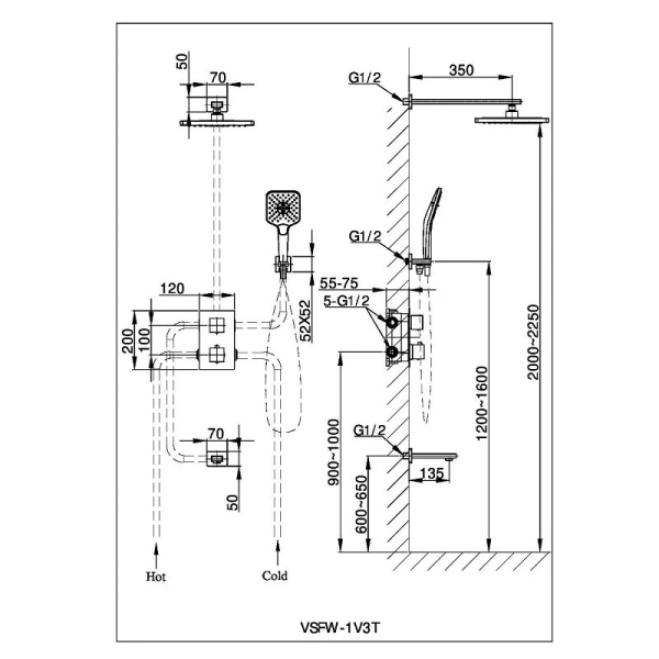 Душевой комплект Vincea Next VSFW-1N3T термостатический - фото 2