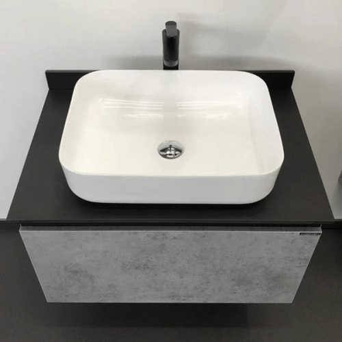 Тумба с раковиной подвесная Comforty Эдинбург 75 см бетон светлый, современная, hi-tech - фото 3