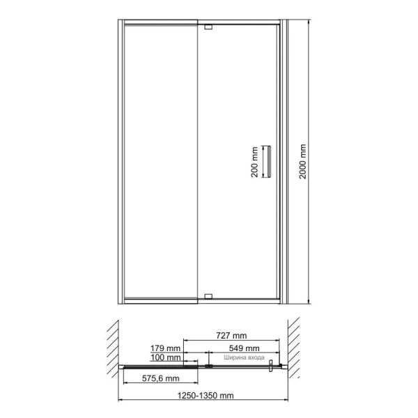 Душевая дверь в нишу WasserKRAFT Berkel 130 см профиль хром, стекло прозрачное - фото 2