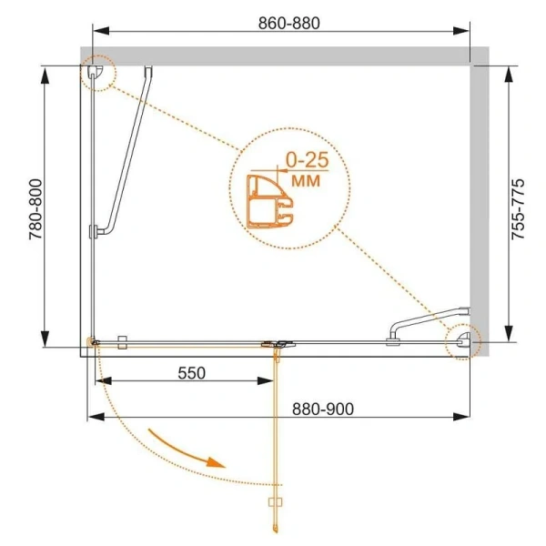 Душевой уголок Cezares Bergamo 90х80 см правый - фото 4