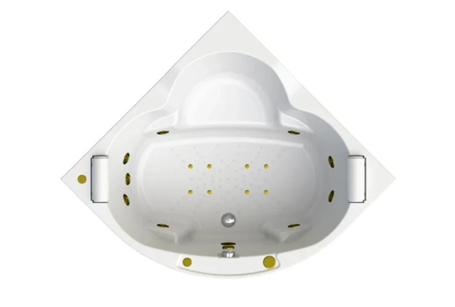 Акриловая ванна Радомир Сорренто 1-01-4-0-9-038К, 140 x 140 см, каркас, подголовник - 2 шт., фронтальный экран, сифон, слив-перелив автомат в комплекте, белая/бронза index_1 - фото 10