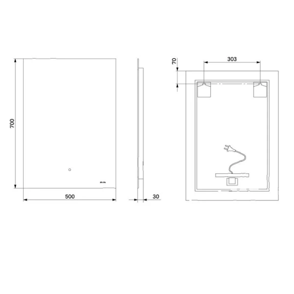 Зеркало с подсветкой Am.Pm X-Joy 50 см с бесконтактным сенсорным выключателем - фото 2