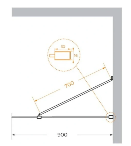 Душевая перегородка Cezares Liberta 90 см профиль хром стекло прозрачное - фото 2